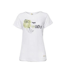 Biggdesign Faces Lucky Kadın T-Shirt (Beyaz)