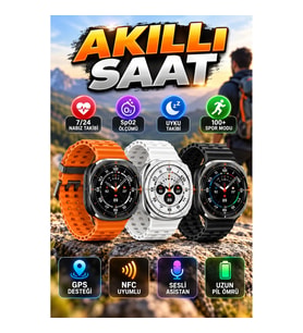 GPS ve NFC Uyumlu Akıllı Saat – 7/24 Nabız, SpO2, Uyku ve Stres Takibi, 100+ Spor Modu, Sesli Asista