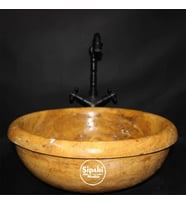 Sarı Traverten Çanak Başlıklı Lavabo