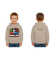 Unisex roblox Baskılı Çocuk Swaetshirt  Baskılı Kapüşonlu 3 İplik Şardonlu (Taş)