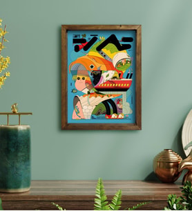 BK Gift Modern Soyut Tasarımlı Doğal Masif Ahşap Çerçeveli Tablo 30x40cm-7