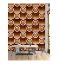 Dreamwall Geometrik Ahşap Desenli Isı Ve Ses Yalıtımlı Sağlıklı Tekstil Duvar Kağıdı (Kahverengi)