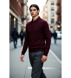 Erkek Fitted Kesim Polo Yaka Triko Kazak Uzun Kollu Smart Casual Tarzı Günlük Şıklık Sunar