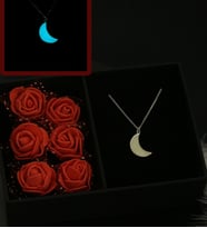 Gece Parlayan Ay Kolye 925 Ayar Gümüş Özel Hediye Kutulu