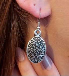 Oval Şekilli Kadın Küpe Çift Adet Gümüş Kaplama El Yapımı Küpe