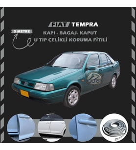 Fiat Tempra Oto Araç Kapı Koruma Fitili 5metre Parlak Gri Renk