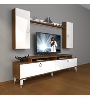 Decoraktiv Ekoflex 7 Mdf Gold Tv Ünitesi Tv Sehpası - Ceviz Beyaz (Beyaz - Kahverengi)
