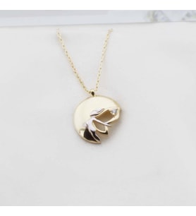 Pırlanta Taş Yarım Ay Su Perisi 0.02 CT Gold Micron Kaplama Gümüş Kolye