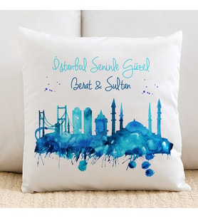 Kişiye Özel İstanbul Seninle Güzel Yastık