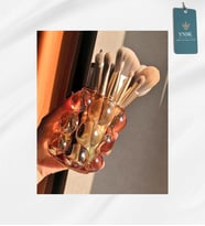 LUXURY  Bubble Cam Bardak & Mumluk & Fırça & Uçlu Kalem Tutucu (Amber)