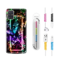Samsung a71 A72 A73 A7 A9 2018 C7 C9 Kılıf Kablo Koruma Spiral Silikon Butterfly Neon 1684