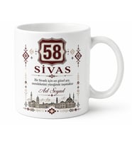 Sivas Plakalı Kişiye Özel Baskılı Kupa Bardak Hediye 58 Plaka