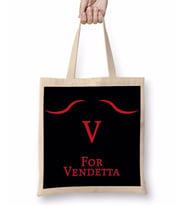 V For Vendetta Silüet Bez Çanta Uzun Saplı