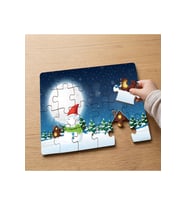 Kardan Adam Noel Gecesi Tasarımlı 24 Parça Ahşap Çocuk Puzzle