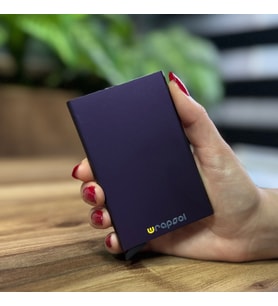 Mekanizmalı Kartlık Rfid Korumalı Alüminyum Otomatik Mekanizmalı Kredi Kartlık Renkli Mat Mor