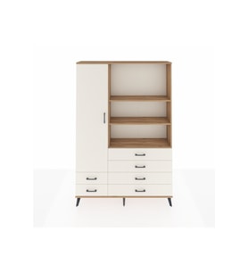 Arges Gardrop 7 Raflı 6 Çekmeceli Tek Kapaklı  132x30x195 Çam-Aytaşı