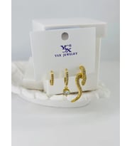 Zirkon Taşlı Üçlü Kombin Küpe - Kp00398