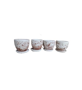 4 ADET ANTİK GÖRÜNÜMLÜ TOPRAK SAKSI 12*12 CM