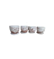 4 ADET ANTİK GÖRÜNÜMLÜ TOPRAK SAKSI 12*12 CM