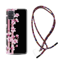 Samsung a71 A72 A73 A7 A9 2018 C7 C9 Kılıf Boyun Asklı Rasta Silikon Pink Flowers 3 1393