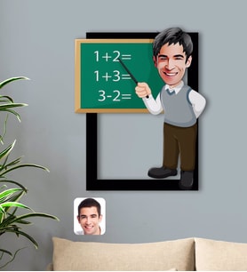 BK Gift Kişiye Özel Erkek İlköğretim Matematik Öğretmeni Karikatürlü 3D Ahşap Tablo-1