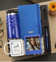 Termos & Kalem & Defter & Kupa & Çerçeve Hediye Seti (Mavi)