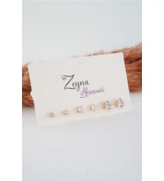 Kadın 3 Boy 6'lı Oval Zirkon Taşlı Küpe Set