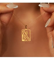 Tasarım Tablo Model Maymun Figürlü Kolye 925K Gümüş (Gold)