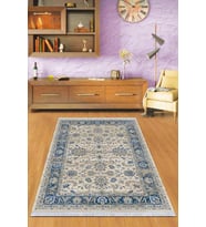 Lacivert Çerçeveli Dokuma Pamuk Taban Kaymaz Kilim KLM281