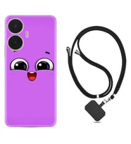 Realme C55 Kılıf Silikon Boyun Askılı İpli Desenli Silikon Purple Sweety 1717