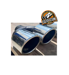 90 mm Çift çıkış eşit yuvarlak verev kesim krom sessiz egzoz ucu eksoz çıkışı 1 adet