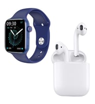 HW22 Plus Mavi Akıllı Saat Airpods Seri 2 Anc Özellikli Bluetooth Kulaklık