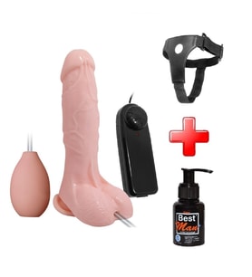 OdinsShop 19,3 cm Belden Bağlamalı Su Fışkırtmalı Realistik Titreşimli Penis