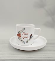 Kişiye Özel Sevimli Kuş Tasarımlı Türk Kahvesi Fincanı