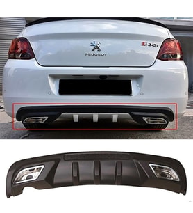 Peugeot 301 Difüzör Difizör Siyah + Kare Egzoz Görünüm C Tip