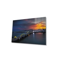 Gün Batımı Şehir Köprü Manzara Cam Tablo 4mm Dayanıklı Temperli Cam Sunset City Bridge Landscape Gl (Çok Renkli)