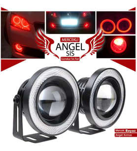 Universal Mercekli Led Angel Sis Farı, 76mm Kırmızı Renk