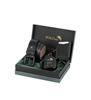 Polo Air Mıknatıslı Otomatik Mekanizmalı Cüzdan Kemer Parfüm Erkek Kombin Seti Siyah Renk PM-06-S