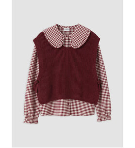 LCW Kids Bordo Ekose Kız Çocuk Gömlek Ve Süveter