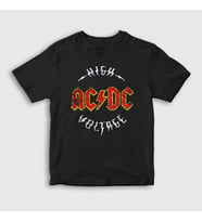 Presmono Unisex Çocuk Siyah High Voltage AC/DC T-Shirt 6316tt
