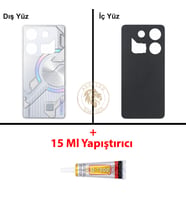 Infinix GT 10 Pro Gümüş Uyumlu Arka Kapak + B7000 Yapıştırıcı Arka Cam Batarya Pil Kapağı Back Cover