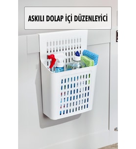 Askılı Dolap Içi Düzenleyici & Sepet Raf Organizeri & Çok Amaçlı Düzenleyici & Deterjanlık Şampuanlı (Beyaz)
