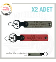 Hız Aşıkları İçin Özel, İsim Plaka ve B Rh (+) Kan Grubu Yazılı x2 Anahtarlık, Nar Çiçeği-Kül Gri-Gr