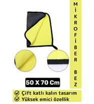 Araç İç Dış Temizleme Yüksek Emici Çift Katlı Kalın Yünlü Mikrofiber Araba Temizlik Bezi 50x70 Cm