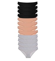 12 adet Süper Eko Set Likralı Kadın Slip Külot Siyah Ten Gri