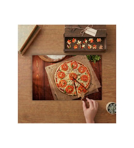 Domatesli İtalyan Pizzası Tasarımı 240 parça Ahşap Puzzle Ahşap Kutuda MP02499
