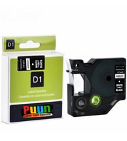 PUUN®Dymo D1 45021 Siyah Üzerine Beyaz Muadil Etiket (Çok Renkli)