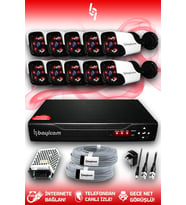BAYICAM 10 Kameralı Panda 10 Dış Kamera Set HDD'siz Full HD Gece Görüşlü Güvenlik Kamerası Sistemi