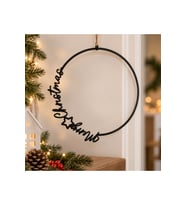 Siyah Christmas Yazılı Yıldız Detaylı Yılbaşı Çember Süsü