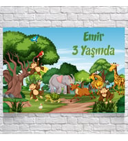 Safari Temalı Doğum Günü Afişi 35X50 cm